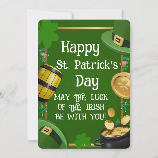Happy St. Patrick's Day - Irish Blessing & Ornate 招待状 (正面)