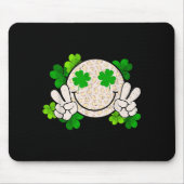 Happy St Patrick's Day Leopard Smile Face Irish Sh マウスパッド (正面)