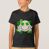 Happy St Patrick's Day Leopard Smile Face Irish Sh Tシャツ (正面)