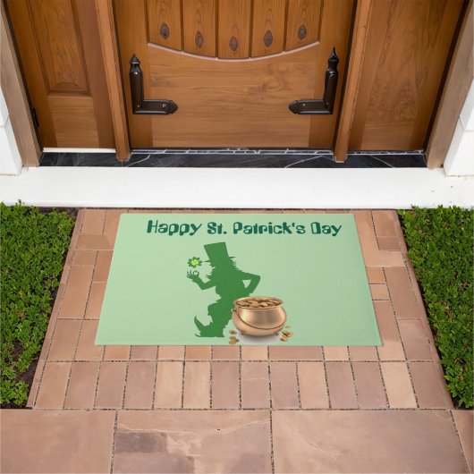 HAPPY ST. PATRICK'S DAY LEPRECHAUN  ドアマット (室外)