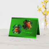 Happy St Patrick's Day Leprechaun Add Photo HGC カード (黄色い花)
