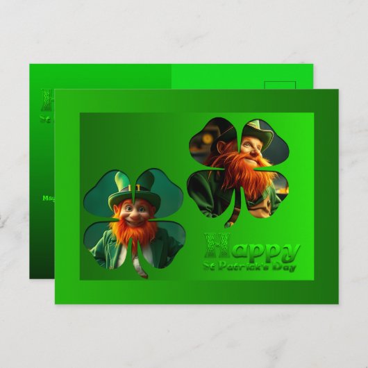 Happy St Patrick's Day Leprechaun Add Photo PostC2 シーズンポストカード (正面/裏面)