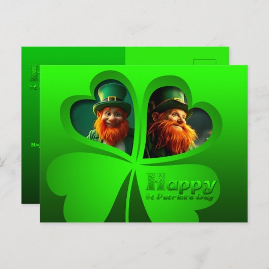 Happy St Patrick's Day Leprechaun Add Photo PostC3 シーズンポストカード (正面/裏面)