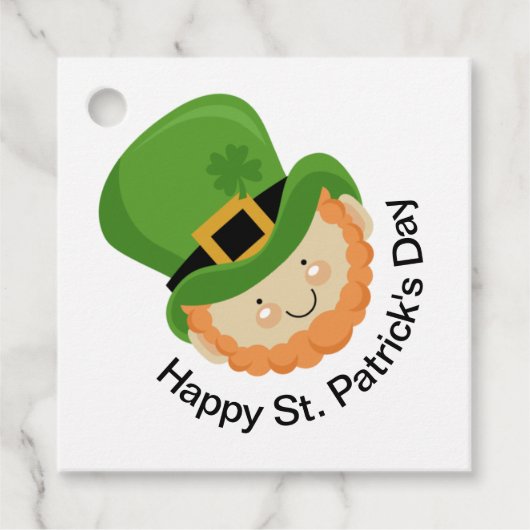 Happy St. Patrick's Day leprechaun and shamrock フェイバータグ (正面)