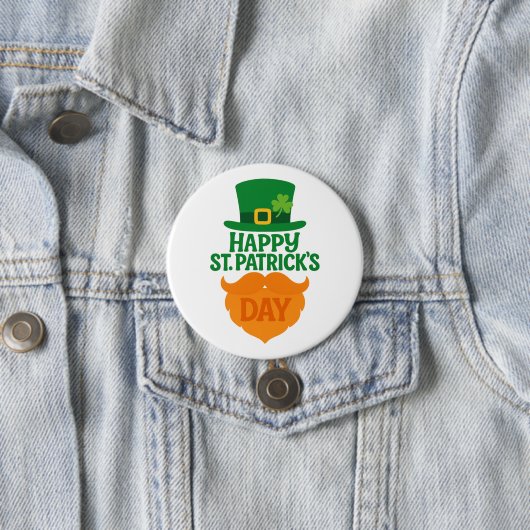 Happy St Patricks Day Leprechaun Beard and Hat 缶バッジ (インサイチュ)