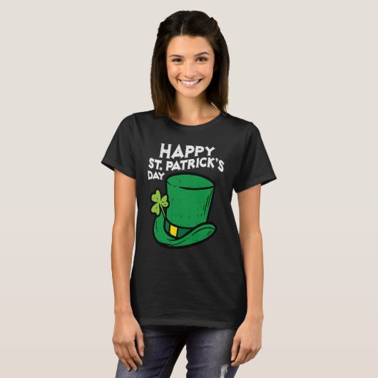 Happy St Patricks Day Leprechaun Hat Irish Men Wom Tシャツ (正面フル)