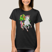 Happy St Patricks Day Leprechaun Riding Unicorn Tシャツ (正面)