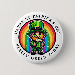 Happy St Patrick's Day Leprechaun with Green Beer 缶バッジ