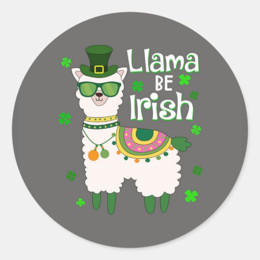 Happy St. Patrick's Day LIamaステッカー ラウンドシール (正面)