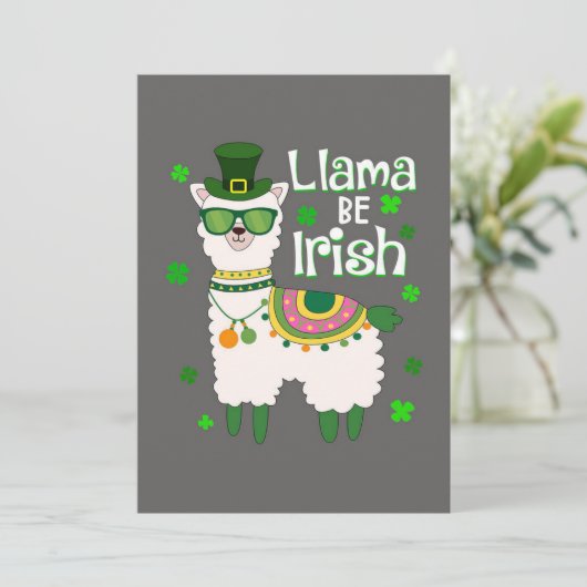 Happy St. Patrick's Day Llamaの招待 招待状 (スタンド正面)