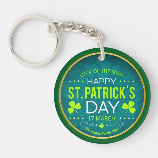 HAPPY ST. PATRICK'S DAY, "LUCK OF THE IRISH" キーホルダー (正面)
