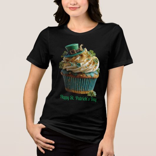 Happy St. Patrick's Day Lucky Cupcake トライブレンドTシャツ (正面)