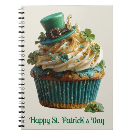 Happy St. Patrick's Day Lucky Cupcake ノートブック (正面)