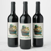 Happy St. Patrick's Day Lucky Cupcake ワインラベル (ボトル)