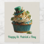 Happy St. Patrick's Day Lucky Cupcake ワインラベル (シングルラベル)