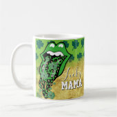 Happy St Patricks Day Lucky Mom Mama Lips コーヒーマグカップ (左)
