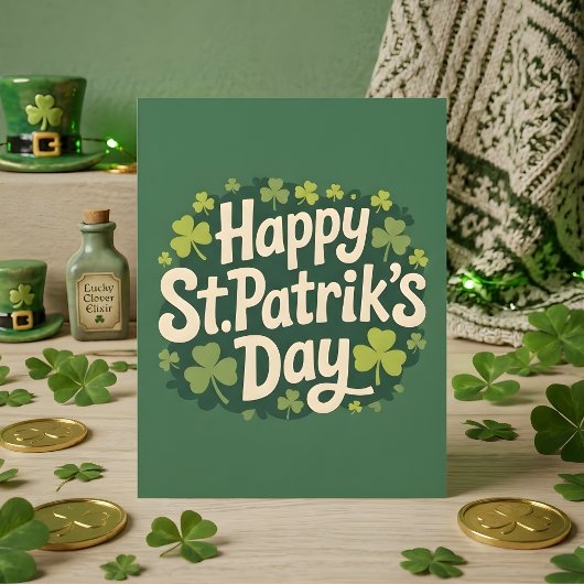 Happy St Patricks Day Lucky Shamrock Art シーズンカード
