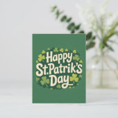 Happy St Patricks Day Lucky Shamrock Art シーズンカード (スタンド正面)