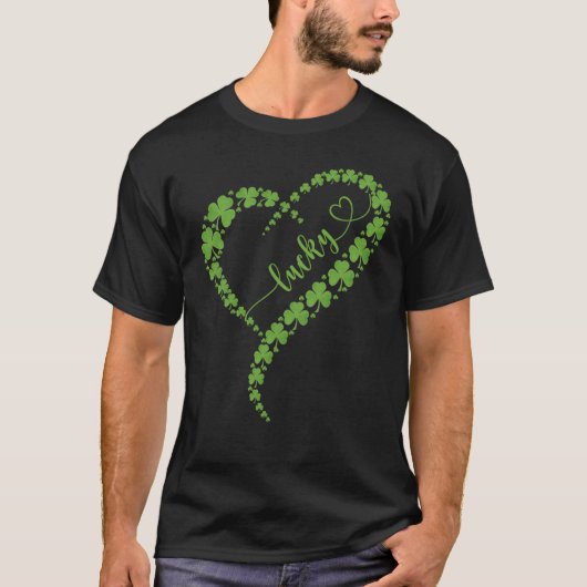 Happy St Patrick's Day Lucky Shamrock Heart St Pat Tシャツ (正面)