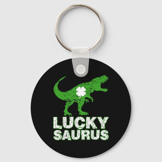 Happy St Patricks Day Luckysaurus Dinosaur Shamroc キーホルダー (正面)