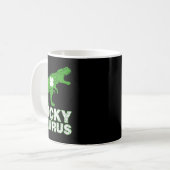 Happy St Patricks Day Luckysaurus Dinosaur Shamroc コーヒーマグカップ (正面左)