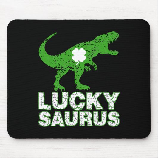 Happy St Patricks Day Luckysaurus Dinosaur Shamroc マウスパッド (正面)