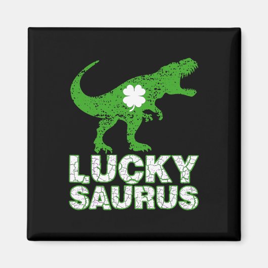 Happy St Patricks Day Luckysaurus Dinosaur Shamroc マグネット (正面)