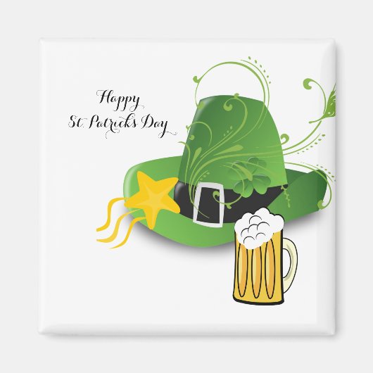 Happy St. Patrick's Day Magnets Hat Beer マグネット (正面)