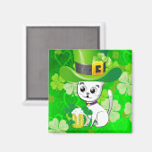 Happy St. Patrick's Day Magnets Shamrock Cat Beer マグネット (正面/裏面)
