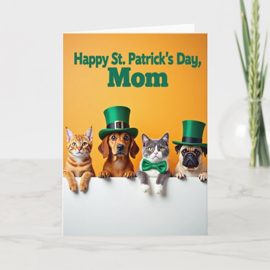 Happy St Patricks Day Mom Pets Card カード (正面)