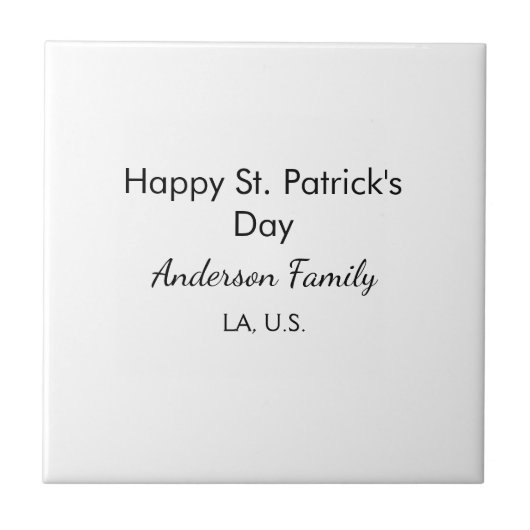 Happy st. Patrick's day name family place simple g タイル (正面)