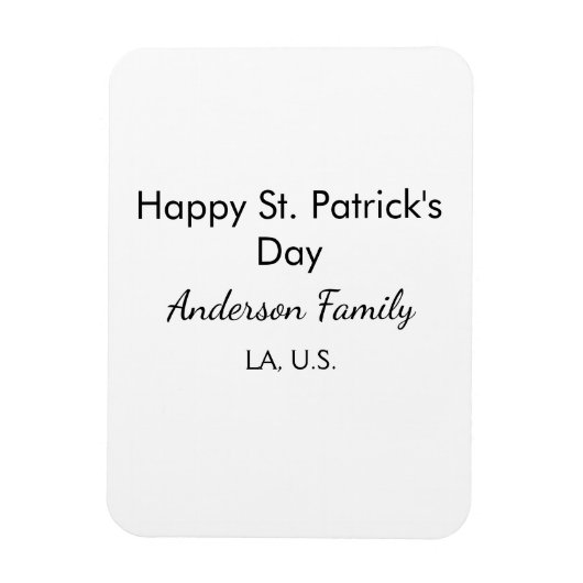 Happy st. Patrick's day name family place simple g マグネット (縦)