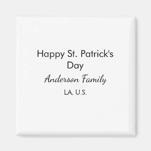 Happy st. Patrick's day name family place simple g マグネット (正面)