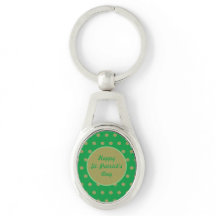 Happy St. Patrick's Day Oval Keychain （緑）