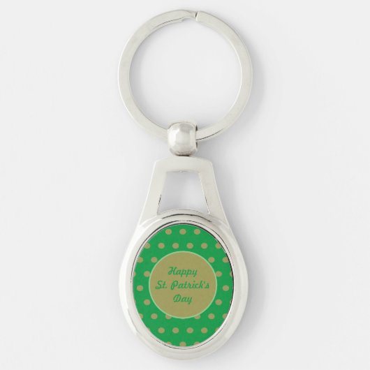 Happy St. Patrick's Day Oval Keychain （緑） キーホルダー (正面)