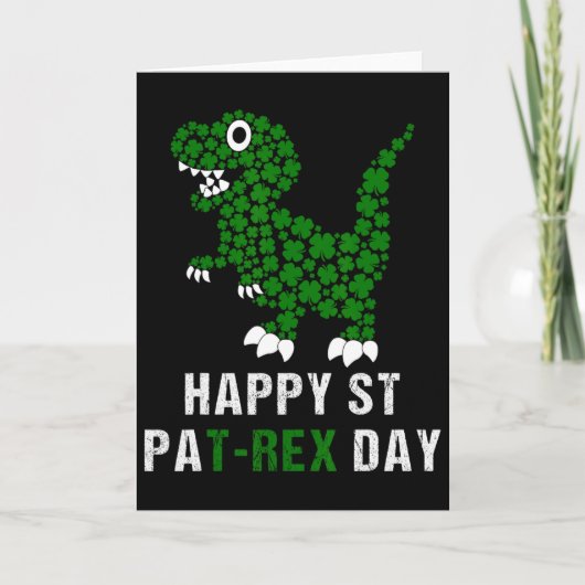 Happy St Patricks Day Patrex T-rex Dinosaur Funny  カード (正面)