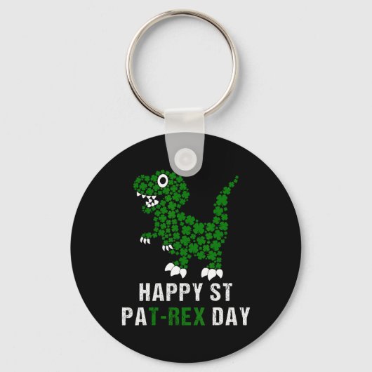Happy St Patricks Day Patrex T-rex Dinosaur Funny  キーホルダー (正面)