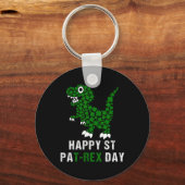 Happy St Patricks Day Patrex T-rex Dinosaur Funny  キーホルダー (正面)