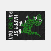 Happy St Patricks Day Patrex T-rex Dinosaur Funny  フリースブランケット (正面(横))