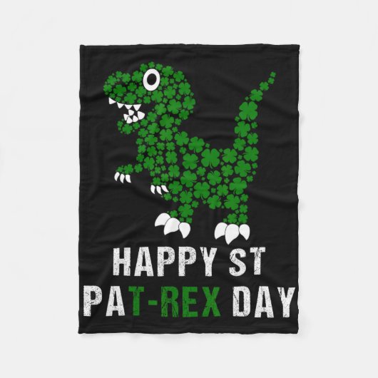 Happy St Patricks Day Patrex T-rex Dinosaur Funny  フリースブランケット (正面)