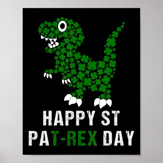 Happy St Patricks Day Patrex T-rex Dinosaur Funny  ポスター (正面)