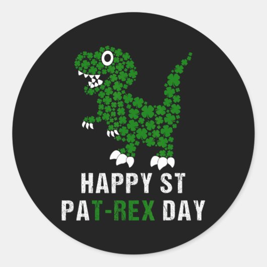 Happy St Patricks Day Patrex T-rex Dinosaur Funny  ラウンドシール (正面)