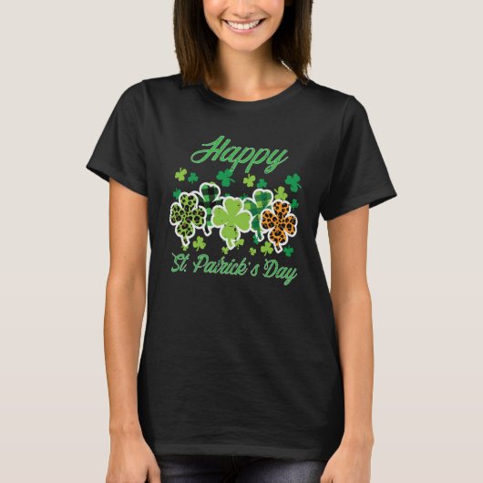 Happy St Patricks Day Patterns Saint Pattys Women Tシャツ (正面)