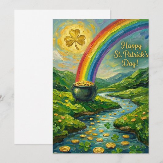 Happy St. Patrick's Day Pot of Gold Rainbow シーズンカード (正面/裏面)