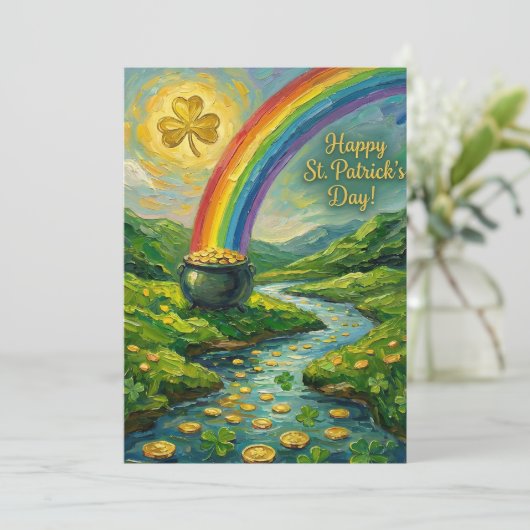 Happy St. Patrick's Day Pot of Gold Rainbow シーズンカード (スタンド正面)