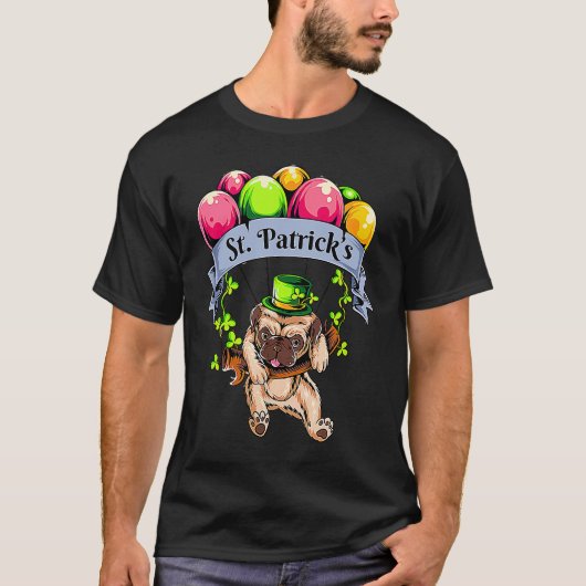 Happy St Patricks Day Pug  Cute Pug Tシャツ (正面)