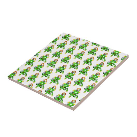 Happy St. Patrick's Day  Rabbit Ceramic Tile  タイル (側面)