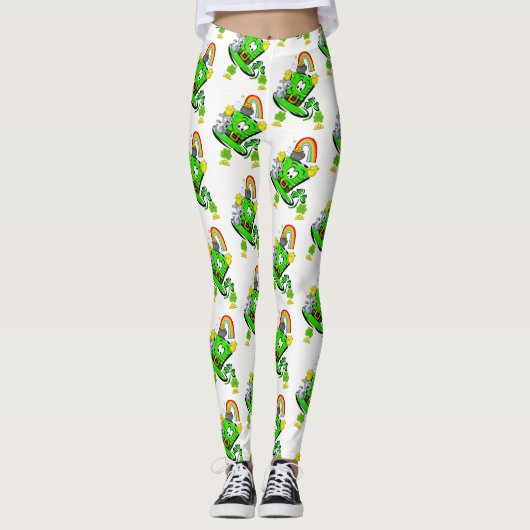 Happy St. Patrick's Day Rabbit Leggings レギンス (正面)