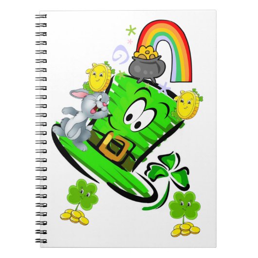 Happy St. Patrick's Day Rabbit Notebook ノートブック (正面)