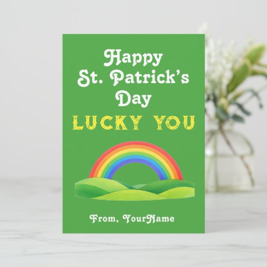 Happy St. Patrick's Day Rainbow Greeting Card 招待状 (スタンド正面)